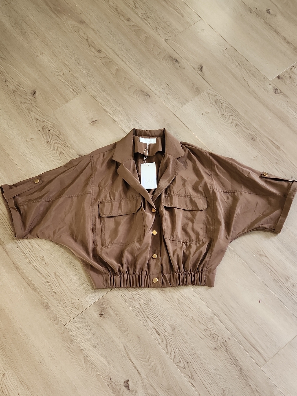 Zara Brown Cropped Safari Line Jacket